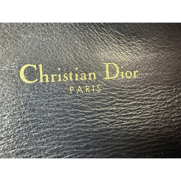 Christian Dior Canvas Oblique Saddle Wallet Navy/Beige Compact Design With Gold - Picture 3 of 10